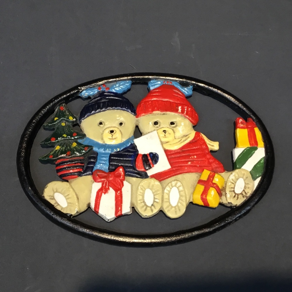 Vintage Cast Iron Christmas Trivet